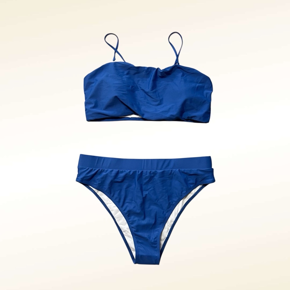 Yacun Vibrant Blue Bikini Swim Set NWT Size XL High Cut Bandeau